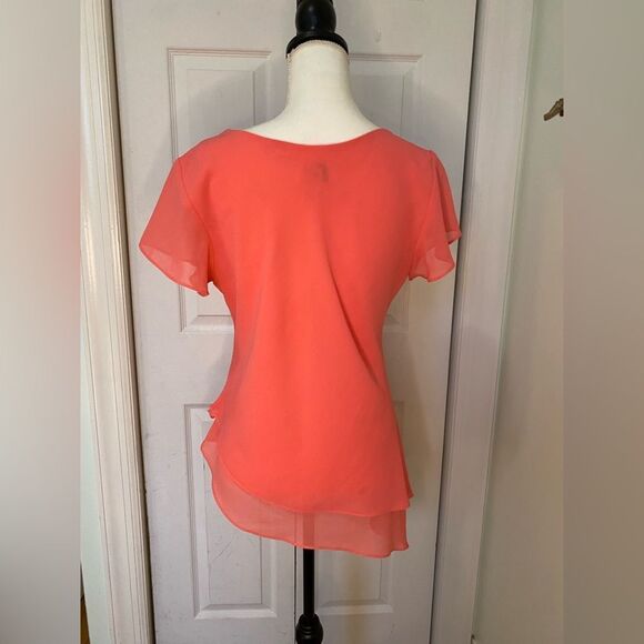 Millena Beaded Salmon Pink Asymmetrical Top - Picture 4 of 6